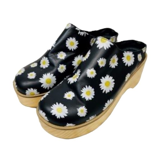 FREE PEOPLE Black Daisy Print Conversational Clog Shoe Size 38.5 NEW - Picture 6 of 8